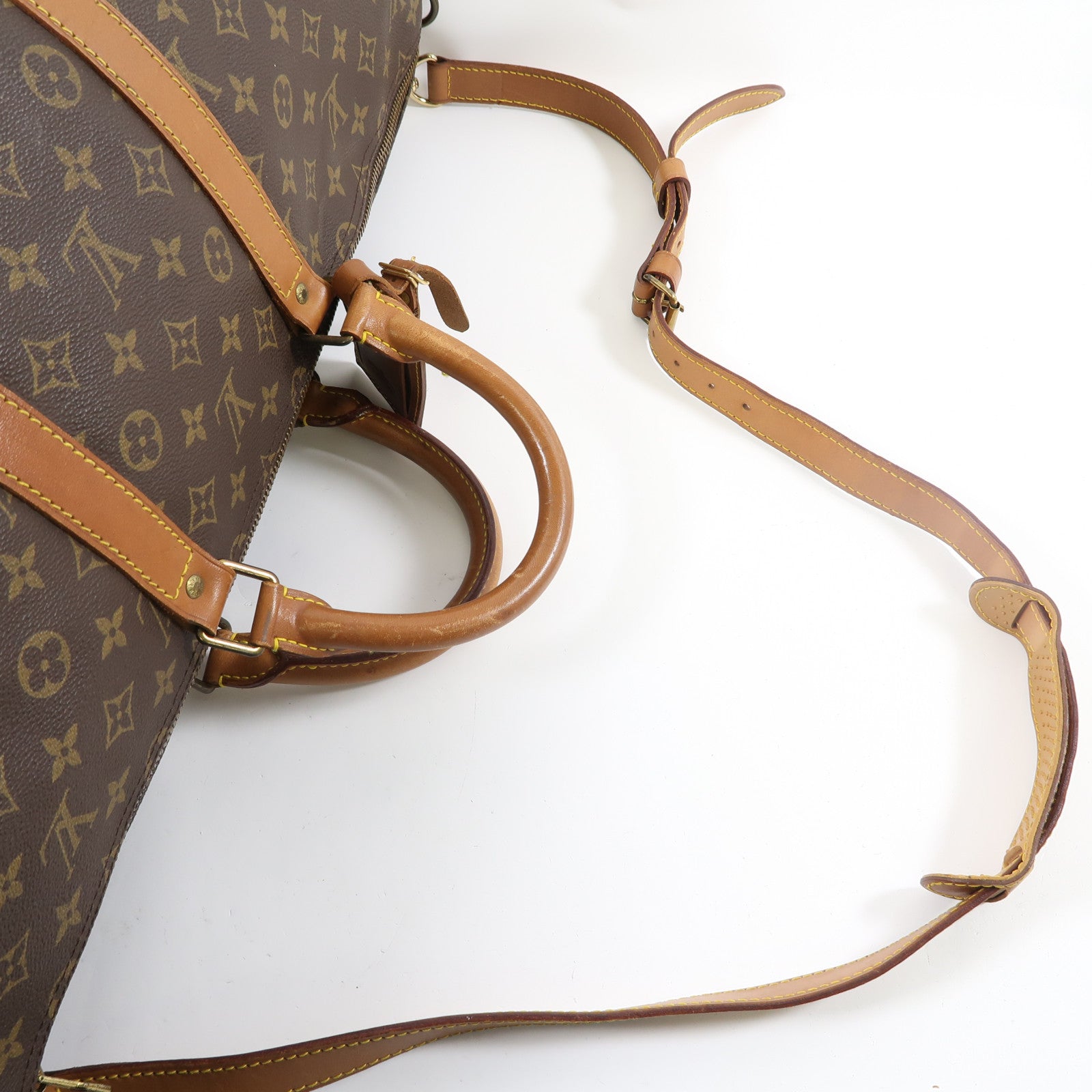 LOUIS VUITTON Monogram Keepall Bandouliere 55金扣手挽肩背兩用袋啡色