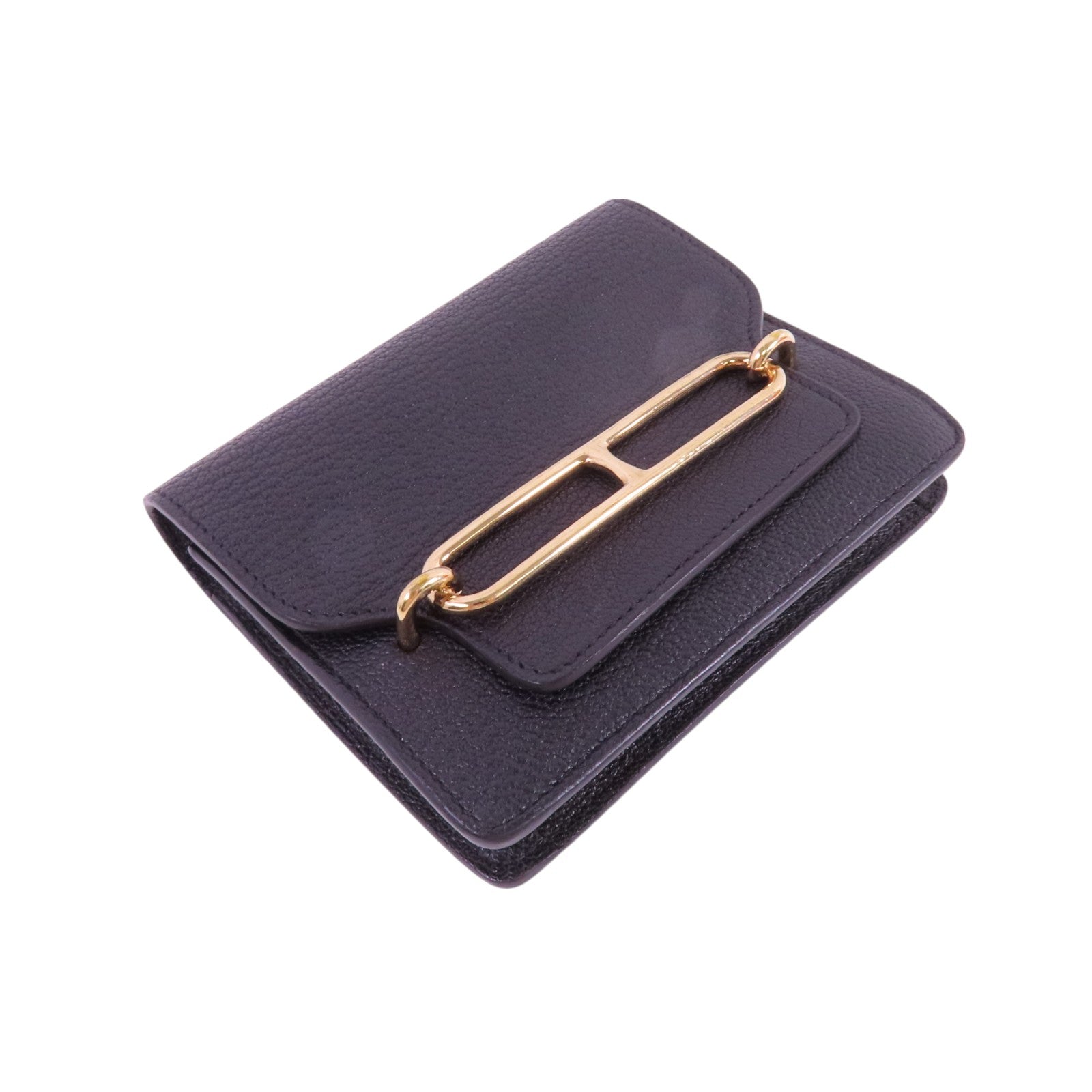 HERMES 【激減優惠】Chevre皮革Roulis Slim金扣短錢包