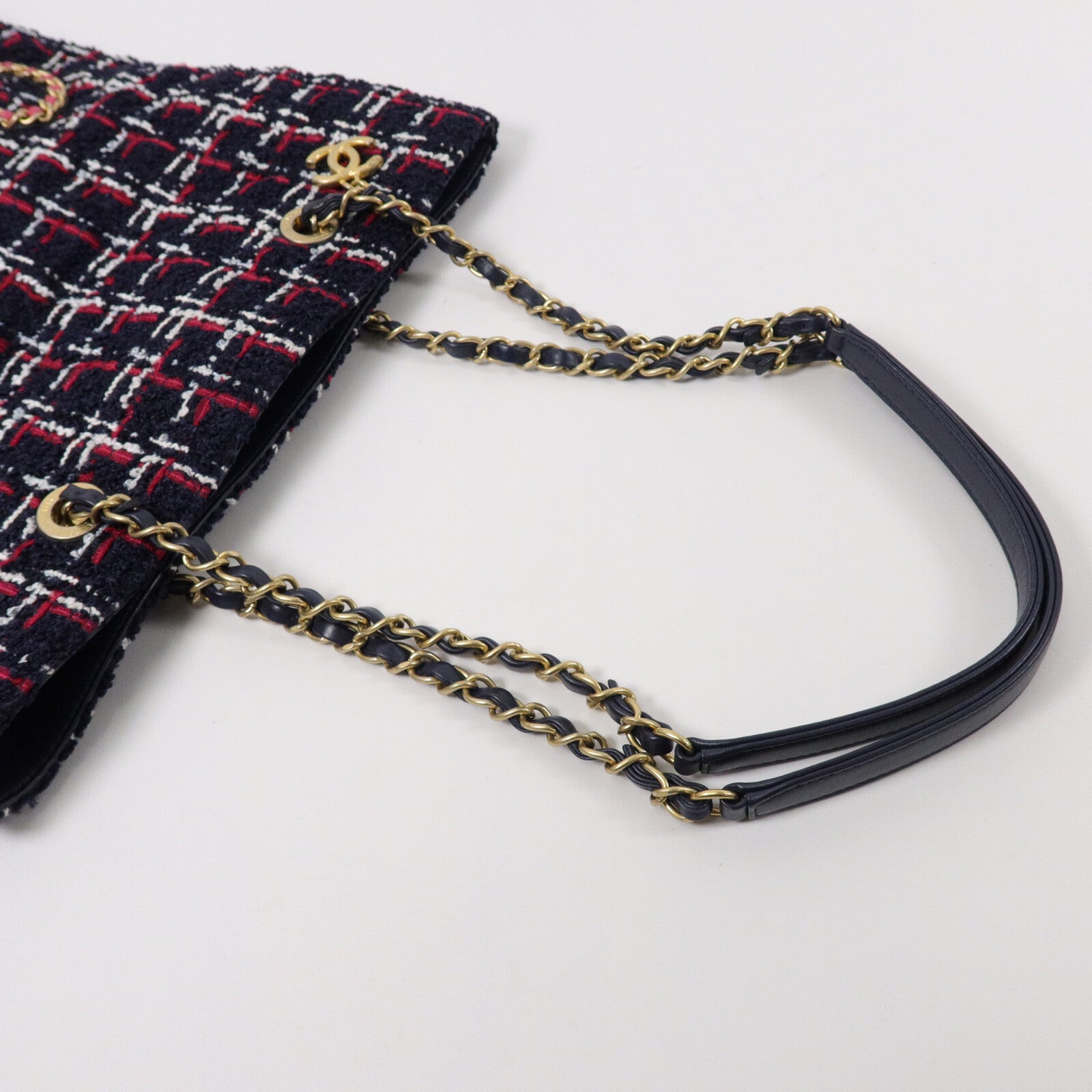 CHANEL Tweed Shopping Tote鏈帶肩背袋