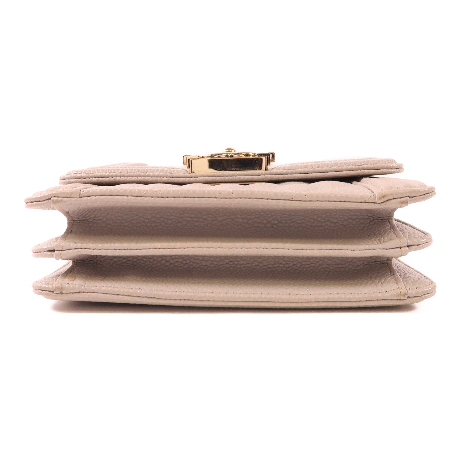 CHANEL CC GHW Boy Chain Shoulder Bag Calfskin Leather Grey