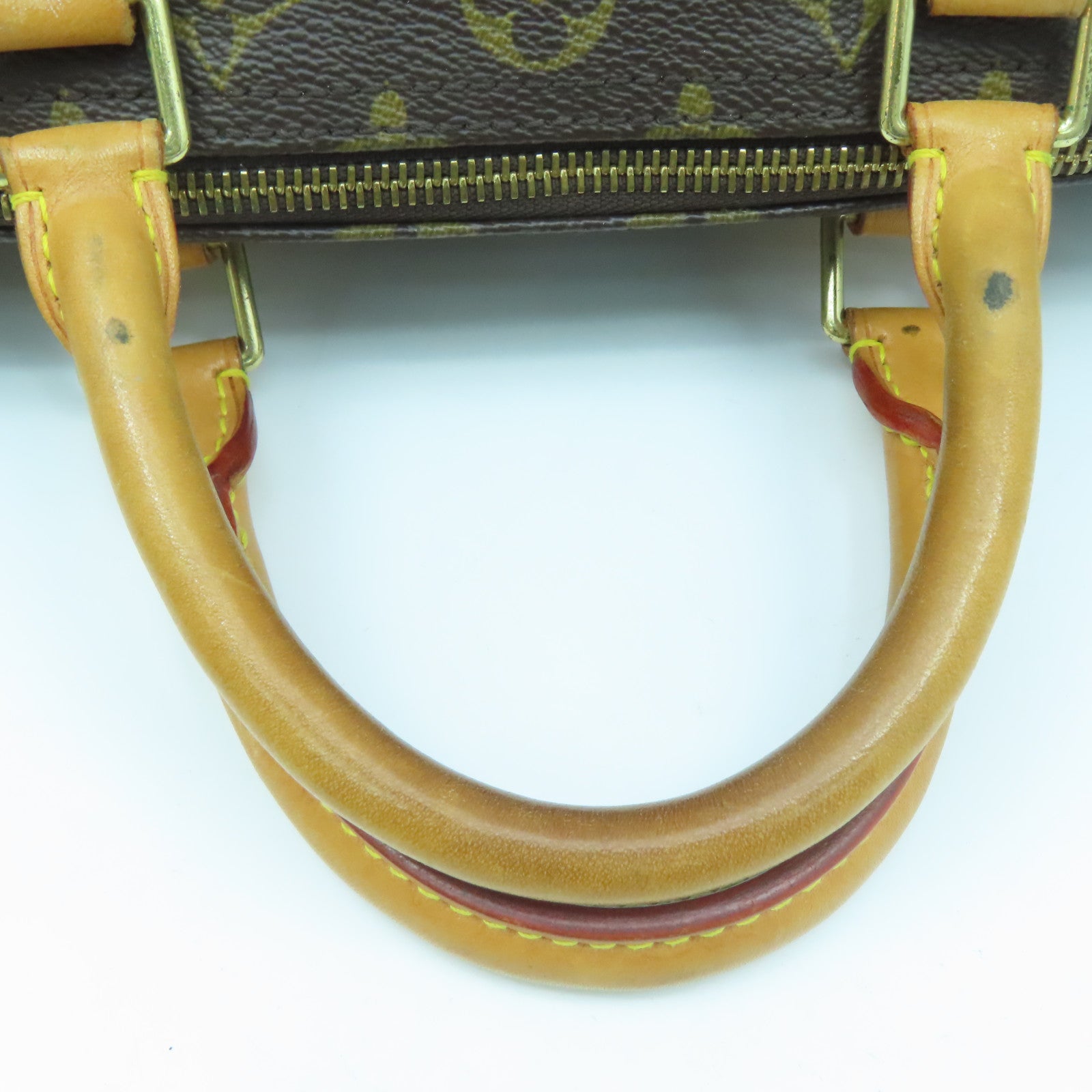 LOUIS VUITTON Monogram Speedy 30 Gold Buckle Bag Brown