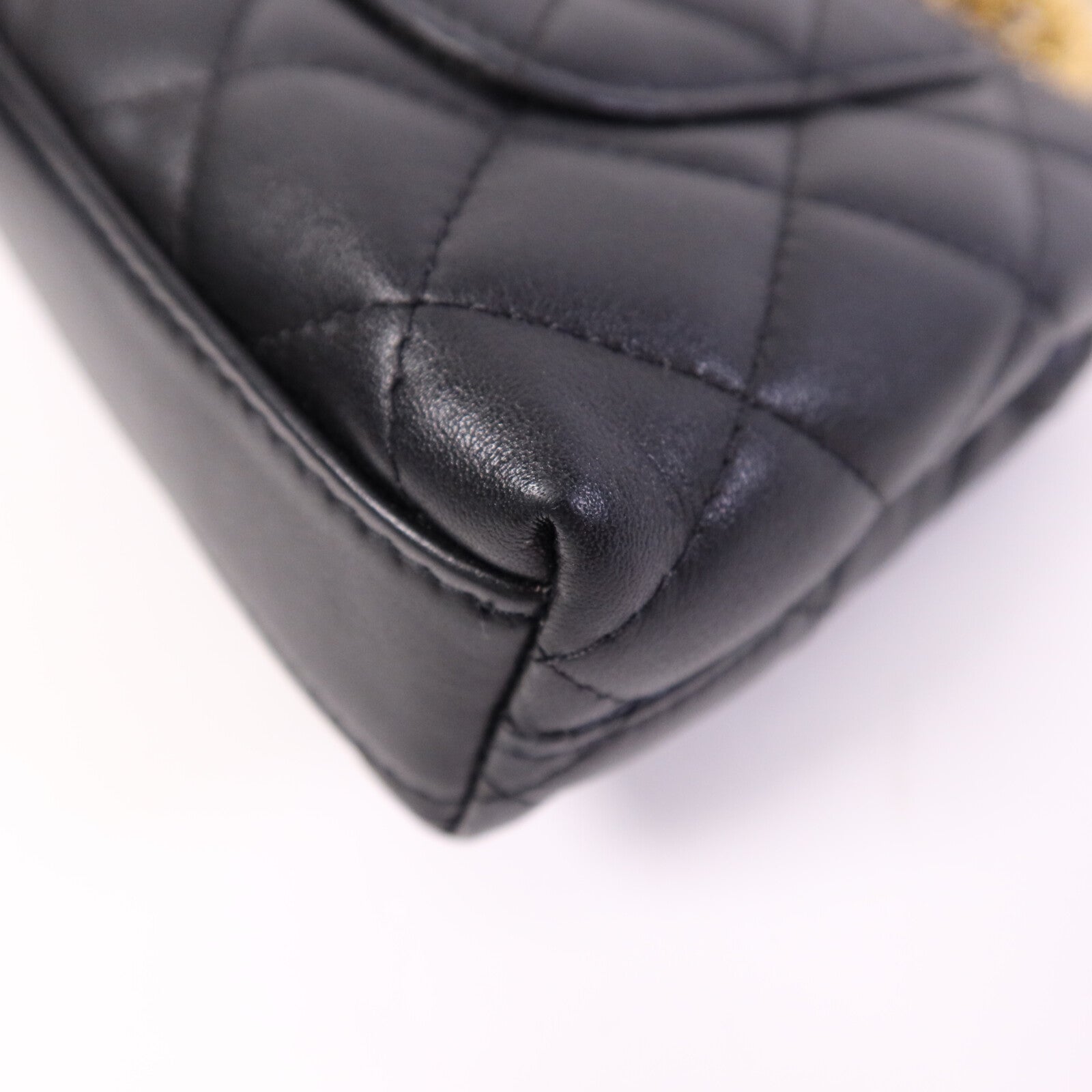 CHANEL 牛皮皮革Coco Handle Nano金扣鏈帶手挽肩背兩用袋