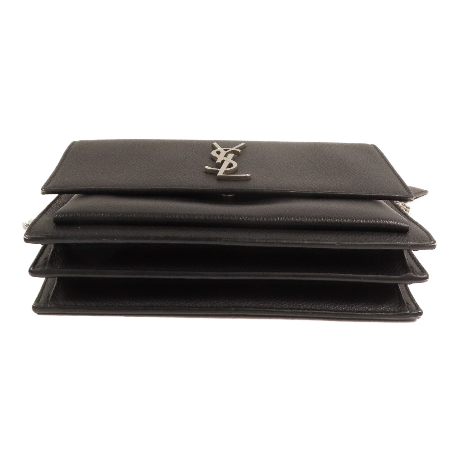 SAINT LAURENT 牛皮皮革Sunset Medium銀扣鏈帶肩背袋