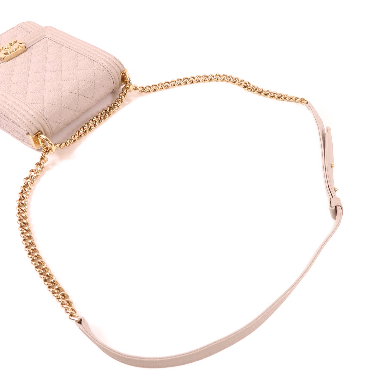 CHANEL CC GHW Boy Chain Shoulder Bag Calfskin Leather Grey