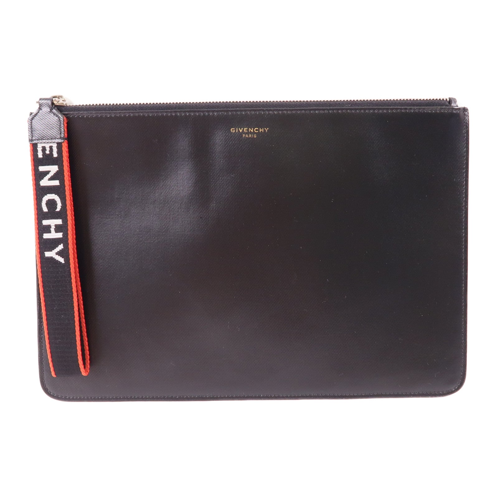 GIVENCHY SHW Hand Bag Clutch Bag Calfskin Leather Black