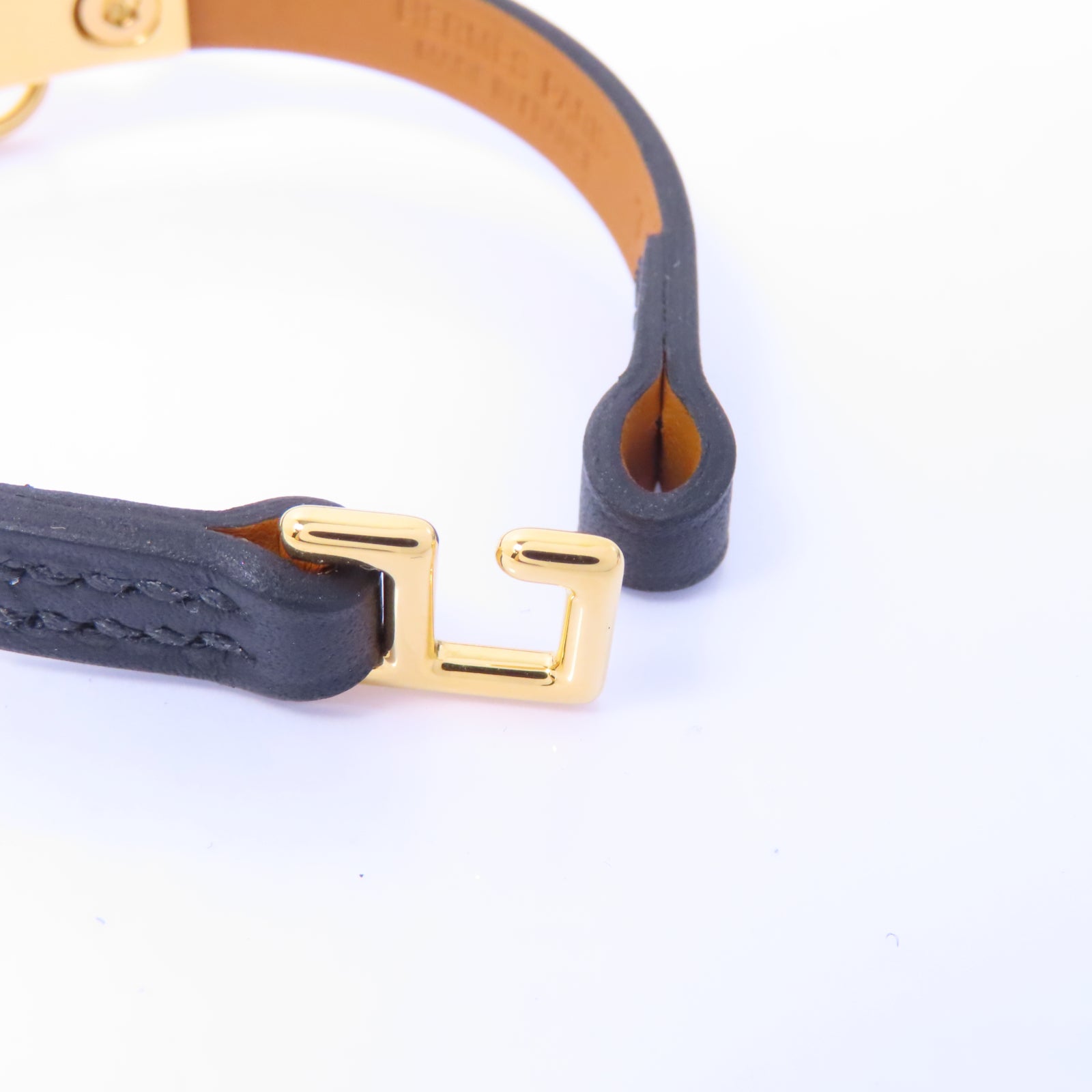 HERMES Epsom皮革Mini Rivate Bracelet手鏈Noir/黑色
