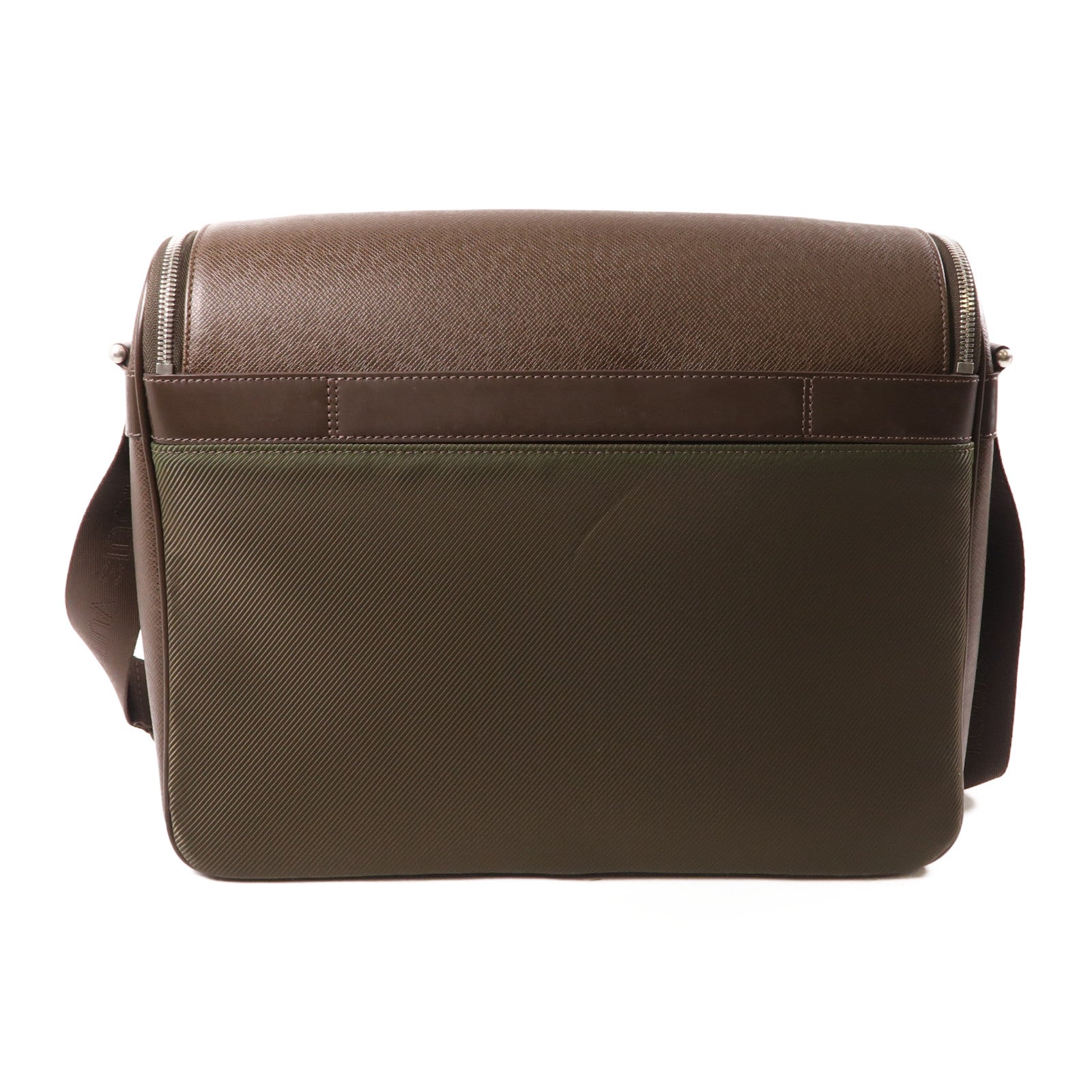 LOUIS VUITTON Taiga Taimyr Grizzli銀扣肩背袋棕色/綠色