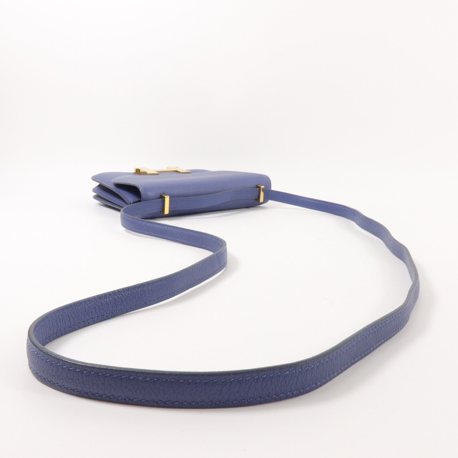 HERMES Evercolor皮革Constance Mini肩背袋Blue Brighton