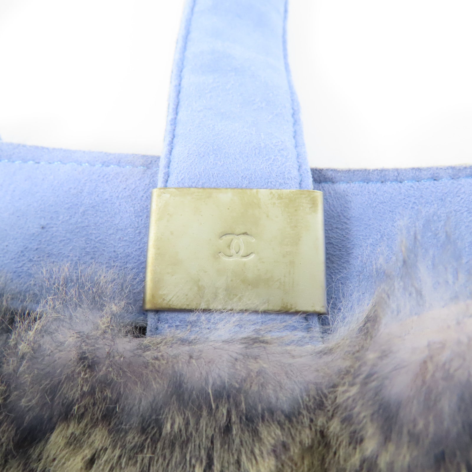 CHANEL 【激減優惠】兔毛/絨布Handbag銀扣手挽袋