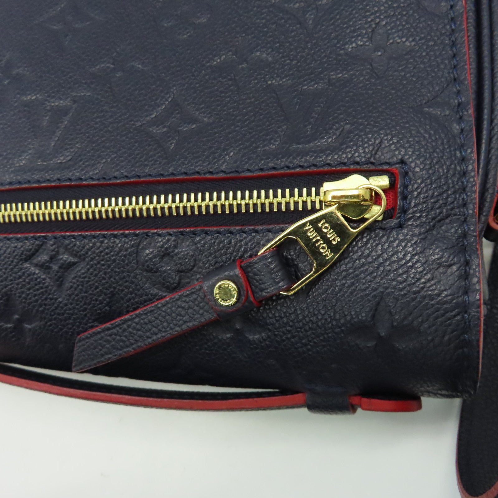 LOUIS VUITTON Monogram Empreinte Pochette Metis金扣手挽肩背兩用袋深藍色