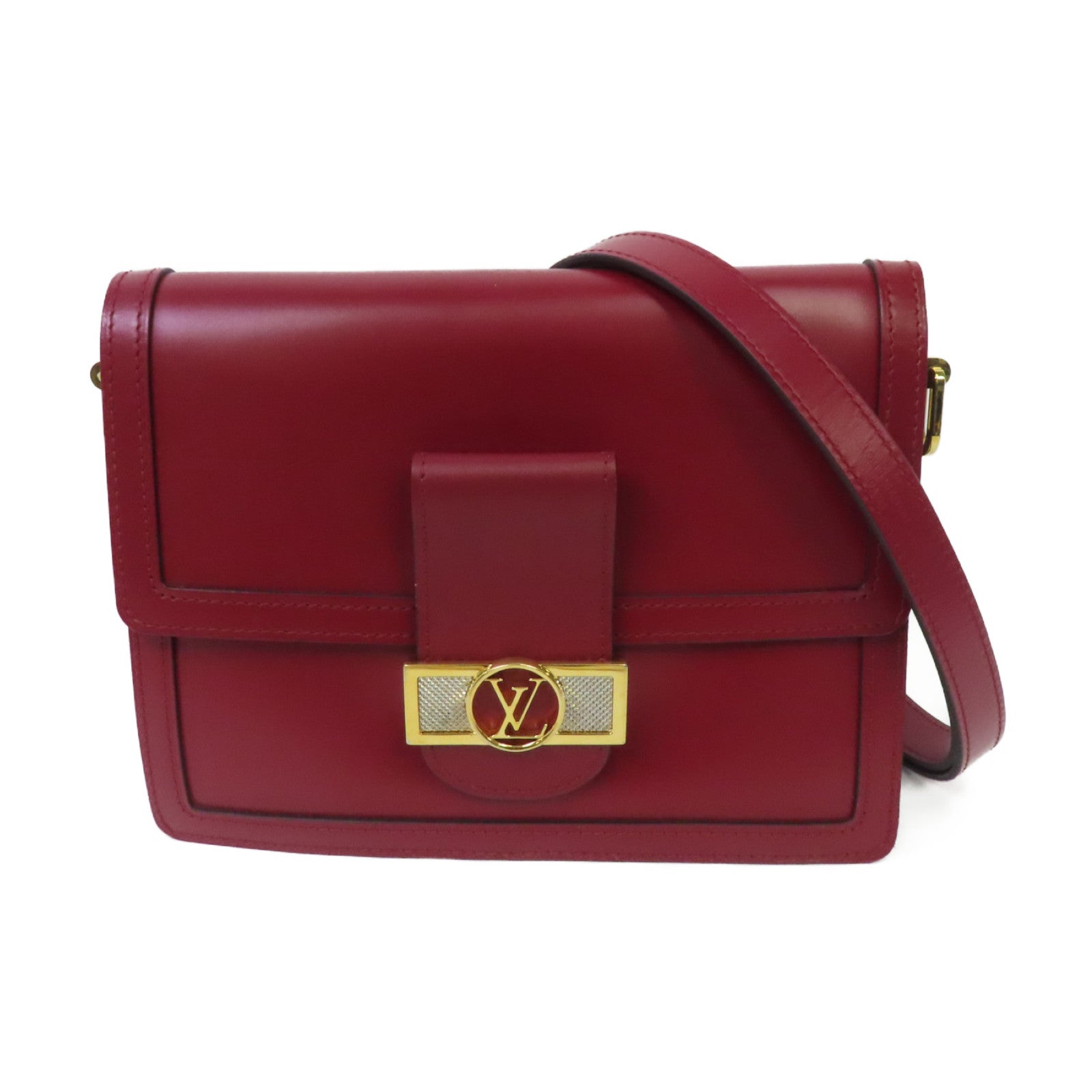 LOUIS VUITTON 【激減優惠】牛皮皮革Dauphine MM金扣肩背袋紅色