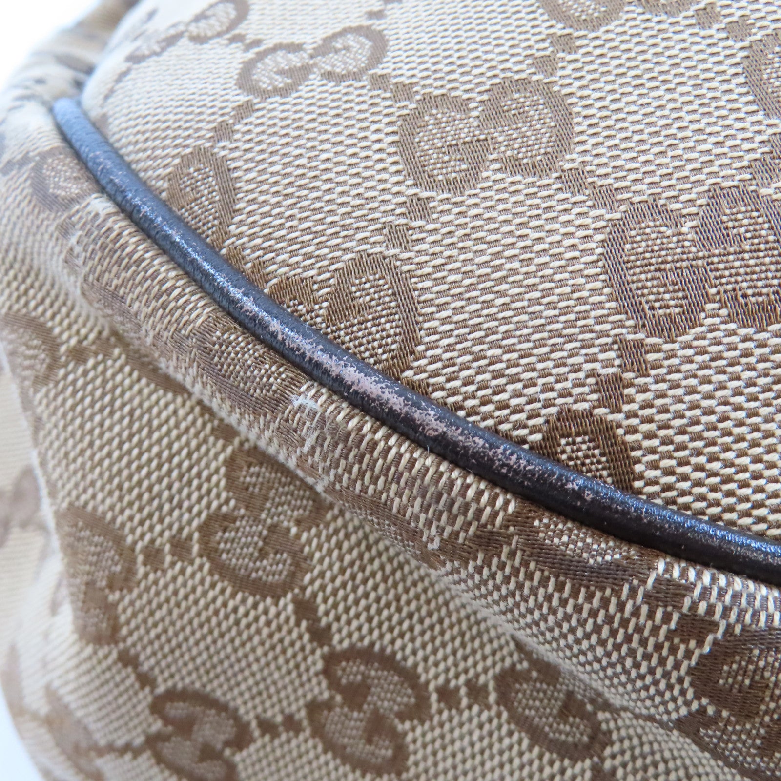 GUCCI 帆布Sukey Hobo金扣肩背袋棕色