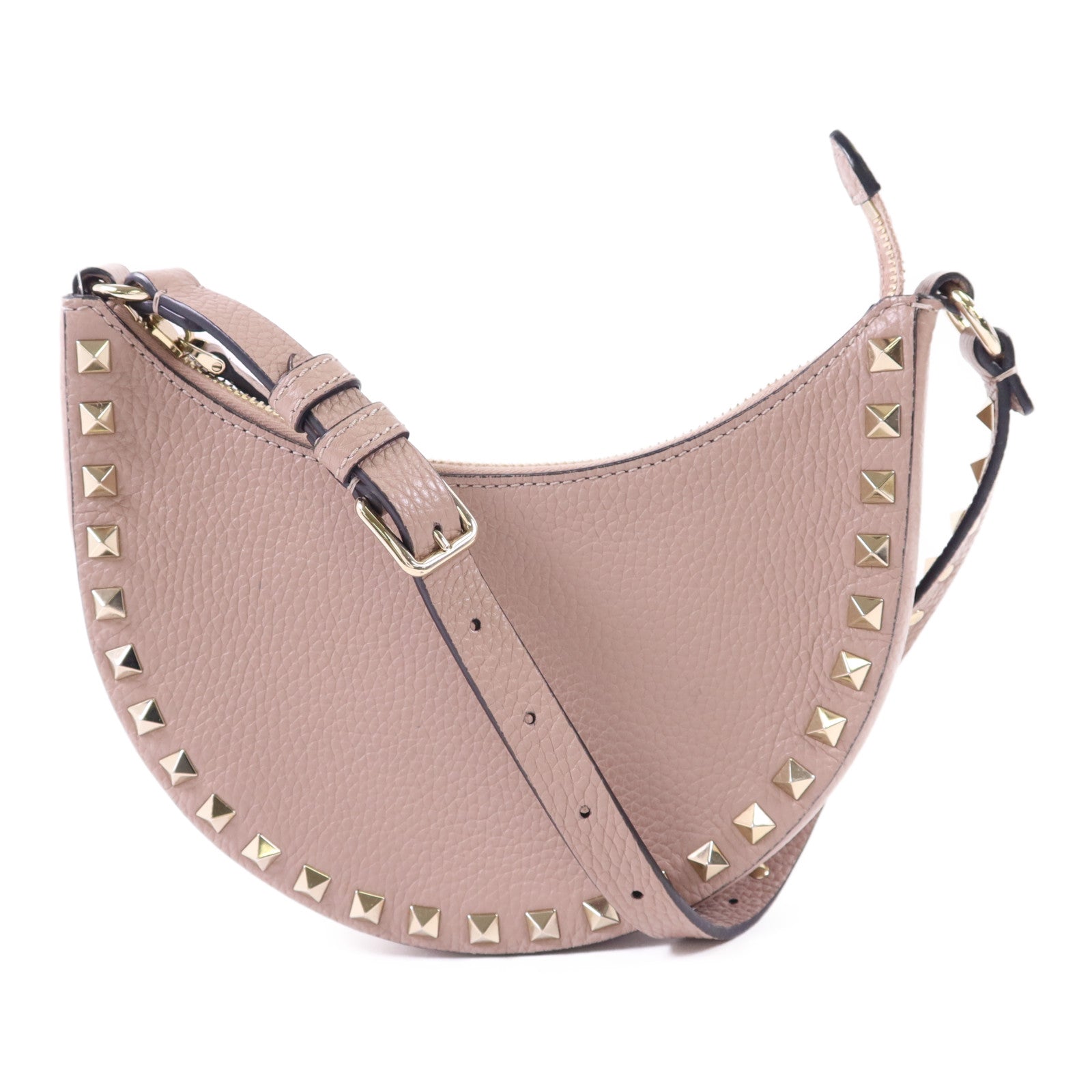 Valentino 牛皮皮革Mini Rockstud Hobo Bag金扣肩背袋