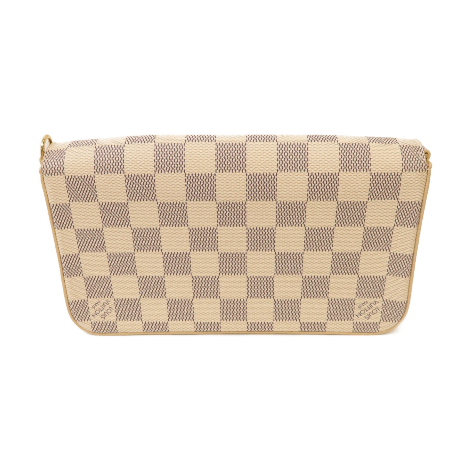 LOUIS VUITTON Damier Azur Pochette Felicice金扣鏈帶肩背袋白色