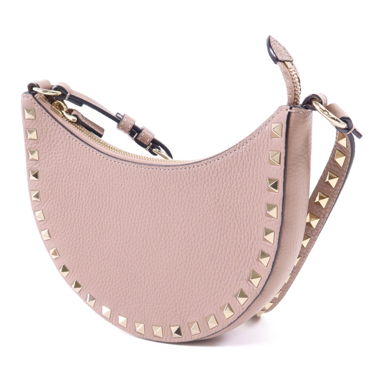Valentino 牛皮皮革Mini Rockstud Hobo Bag金扣肩背袋