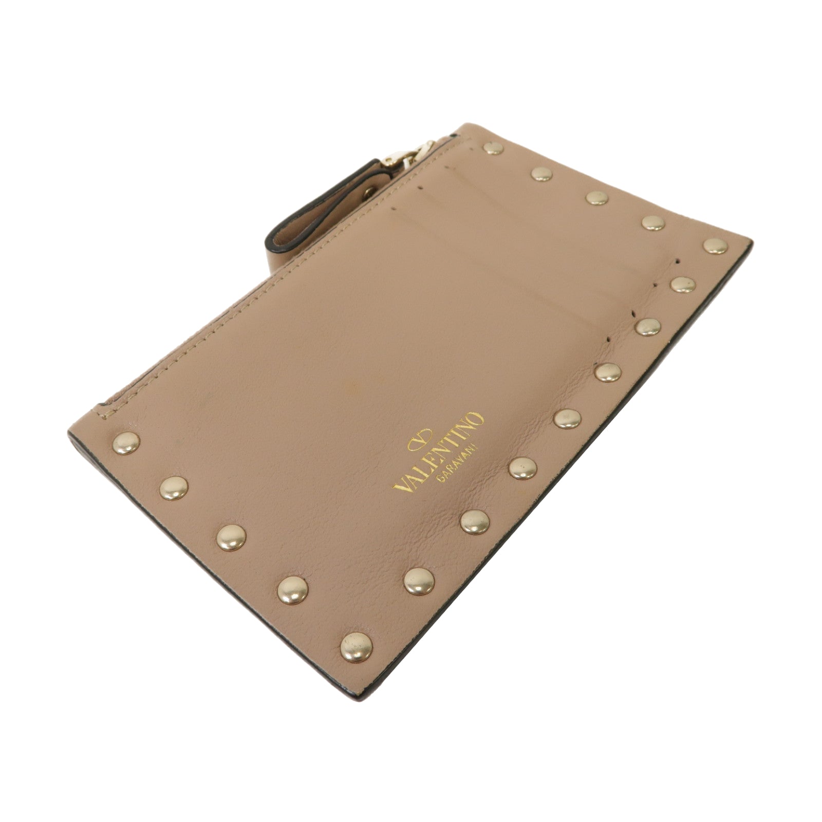 Valentino 牛皮皮革Card Case銀扣卡片套粉紅色