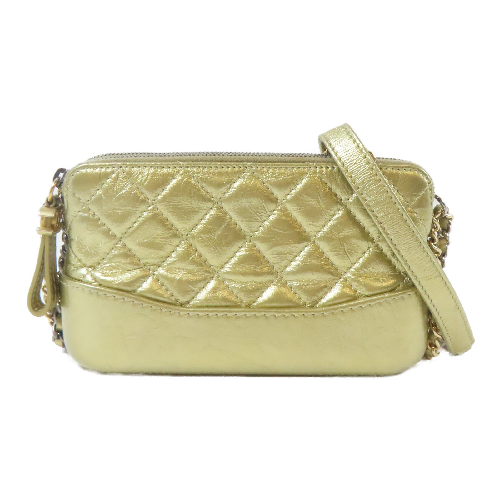 CHANEL 【激減優惠】菱格Gabrielle Clutch With Chain金/銀扣鏈帶肩背袋金色