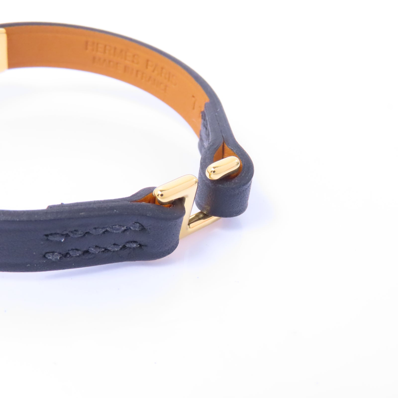HERMES Epsom皮革Mini Rivate Bracelet手鏈Noir/黑色