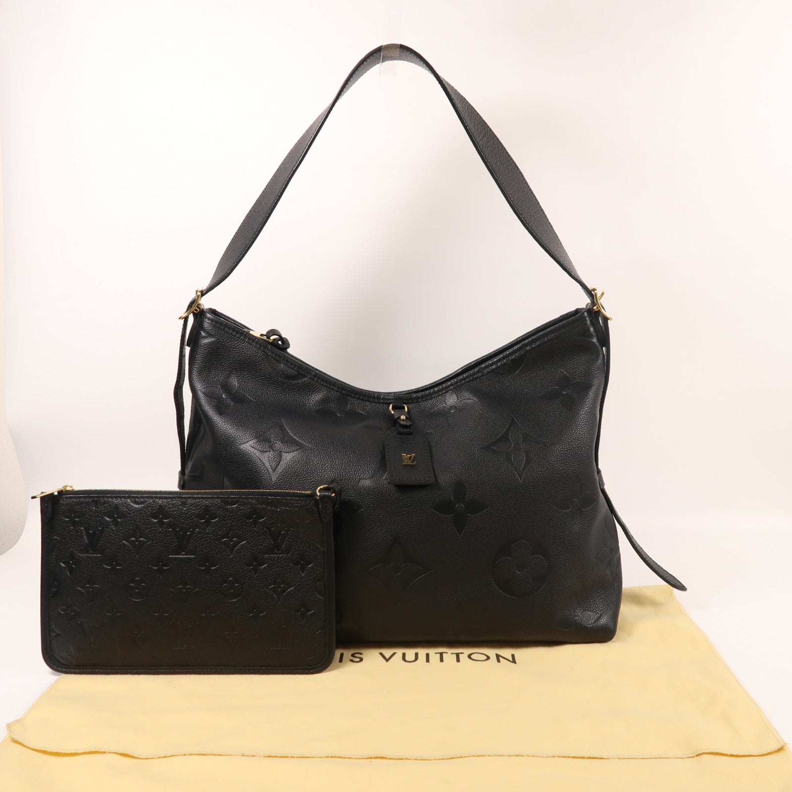 LOUIS VUITTON Monogram Empreinte CarryAll MM金扣肩背袋