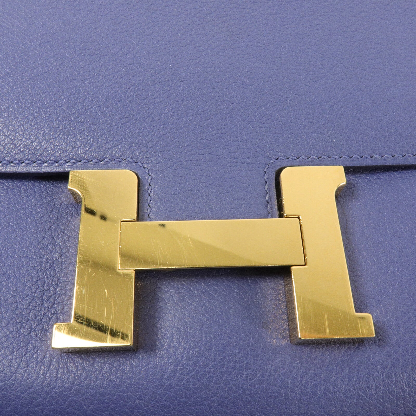HERMES Evercolor皮革Constance Mini肩背袋Blue Brighton