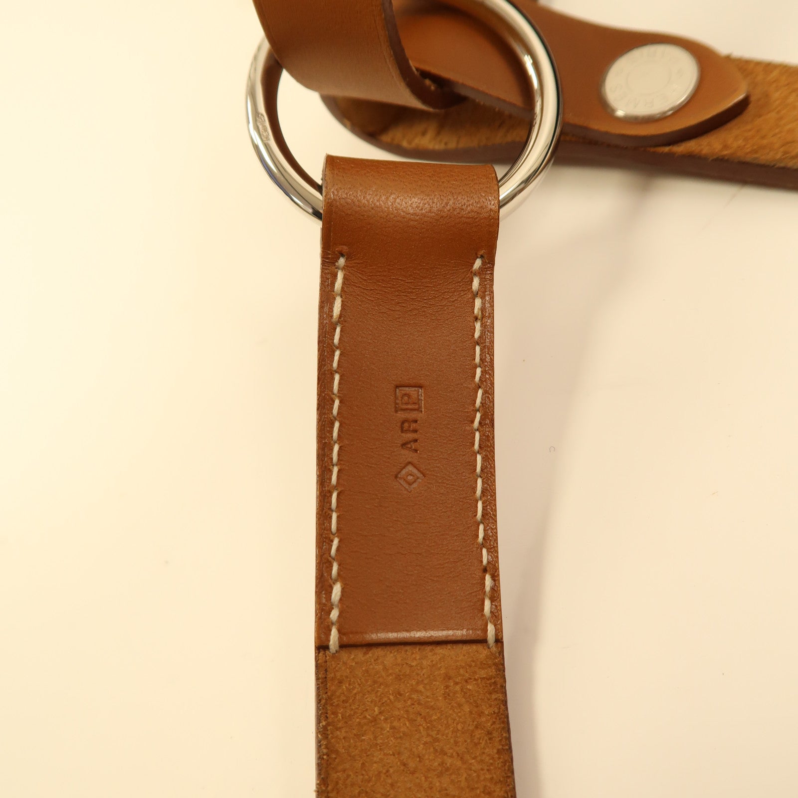 HERMES PHW Cavallic Shoulder Bag Tote Bag Felt Grey/Brown