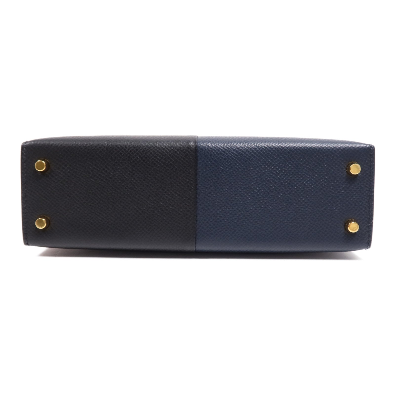 HERMES Epsom皮革Mini Kelly II金扣手挽肩背兩用袋Bleu Indigo/Noir