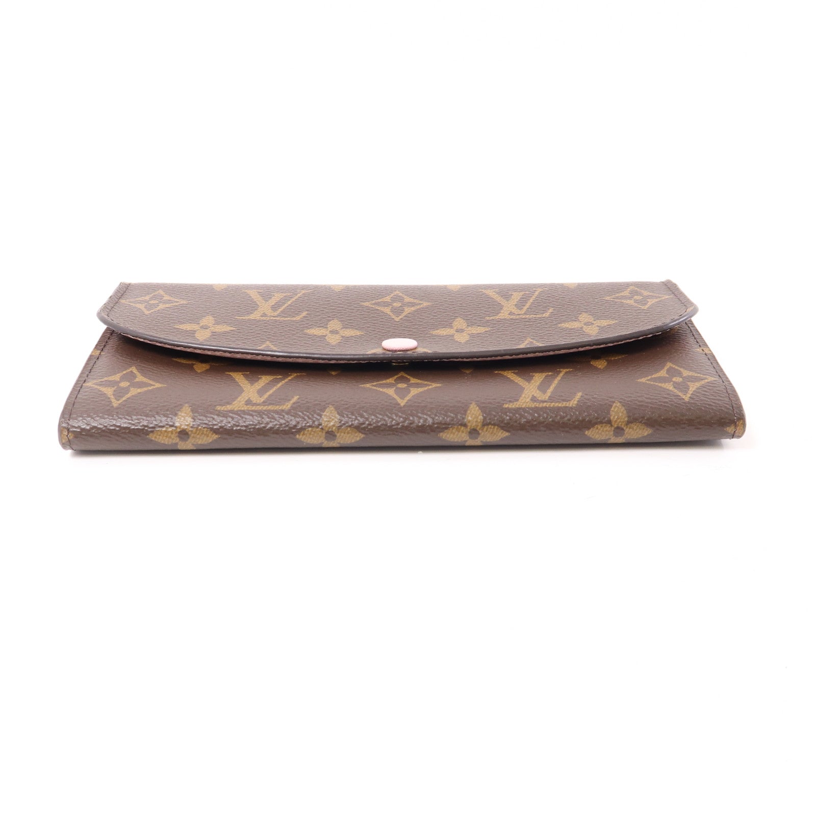 LOUIS VUITTON Monogram Emilie金扣長錢包棕色/粉紅色