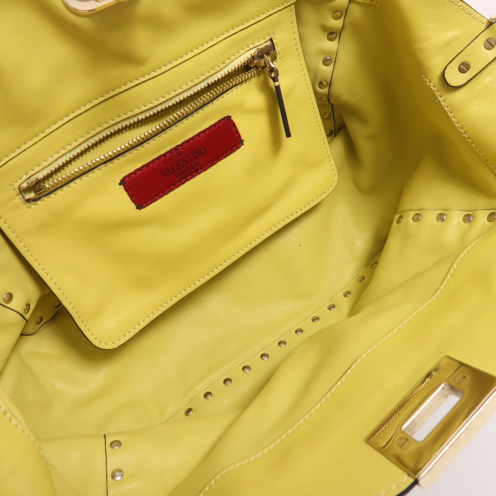 Valentino 羊皮皮革2 Way Shoulder金扣手挽肩背兩用袋