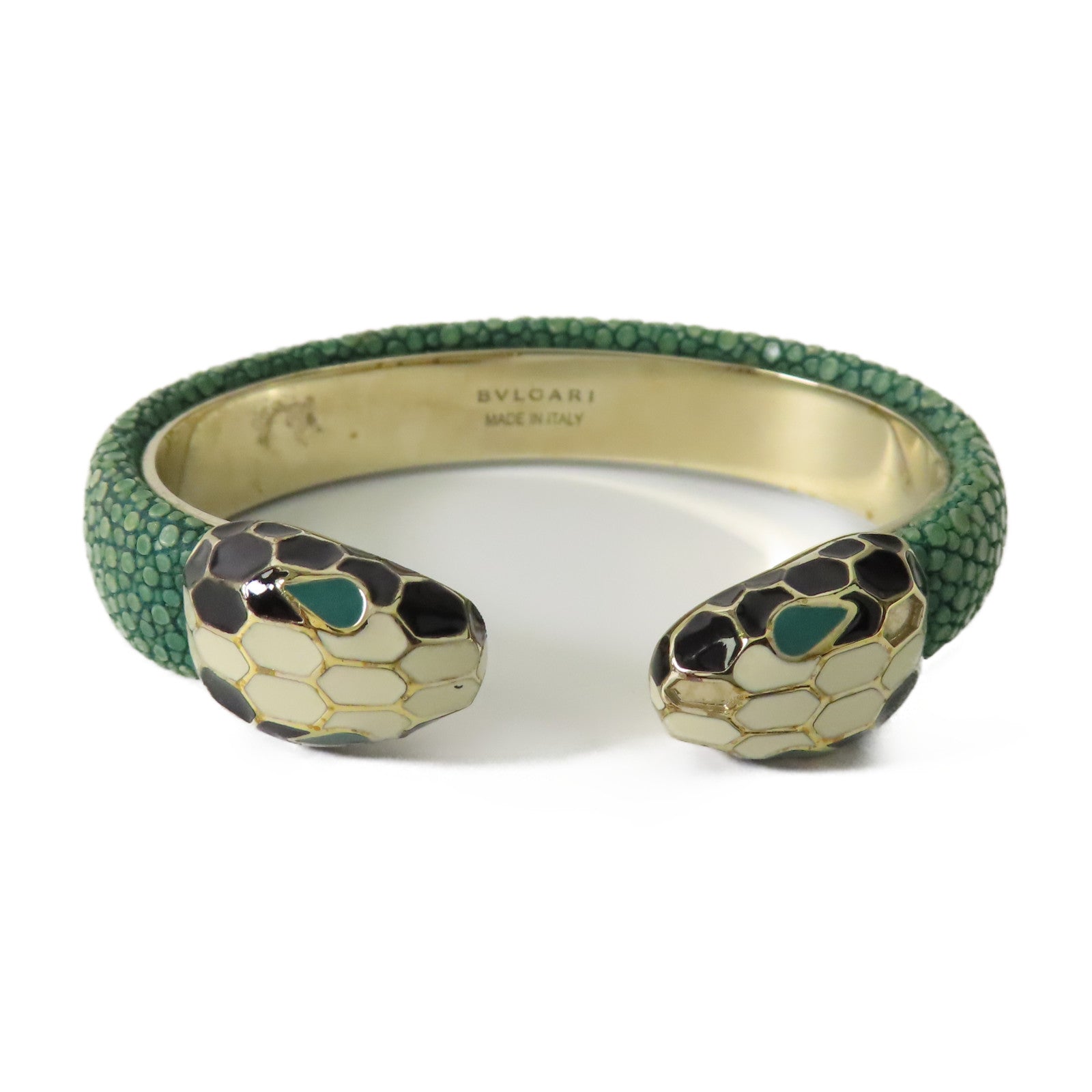 BVLGARI 皮革/琺瑯Serpenti Forever金扣手鐲
