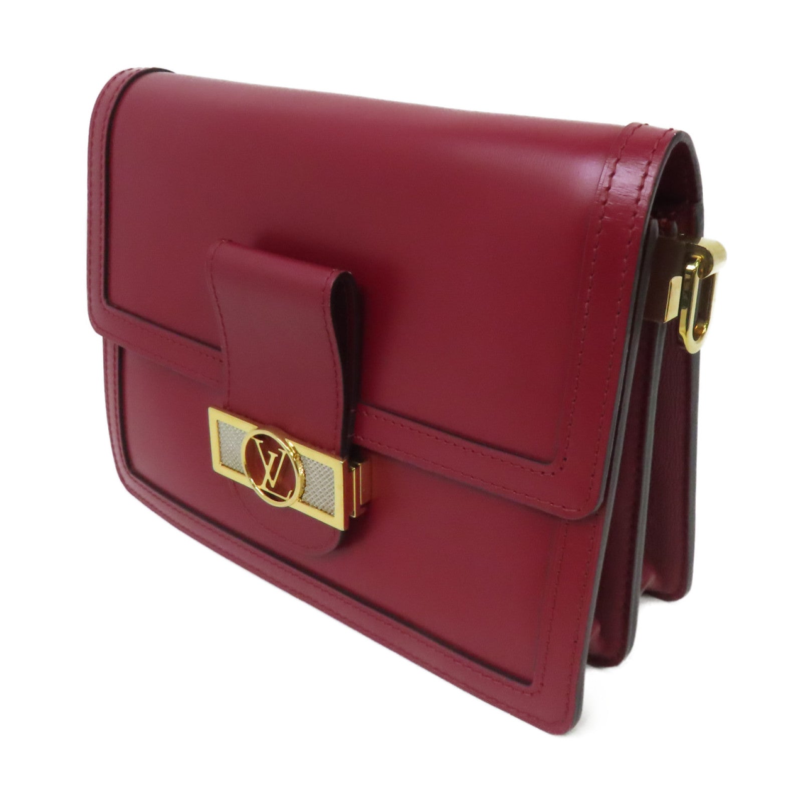 LOUIS VUITTON 【激減優惠】牛皮皮革Dauphine MM金扣肩背袋紅色