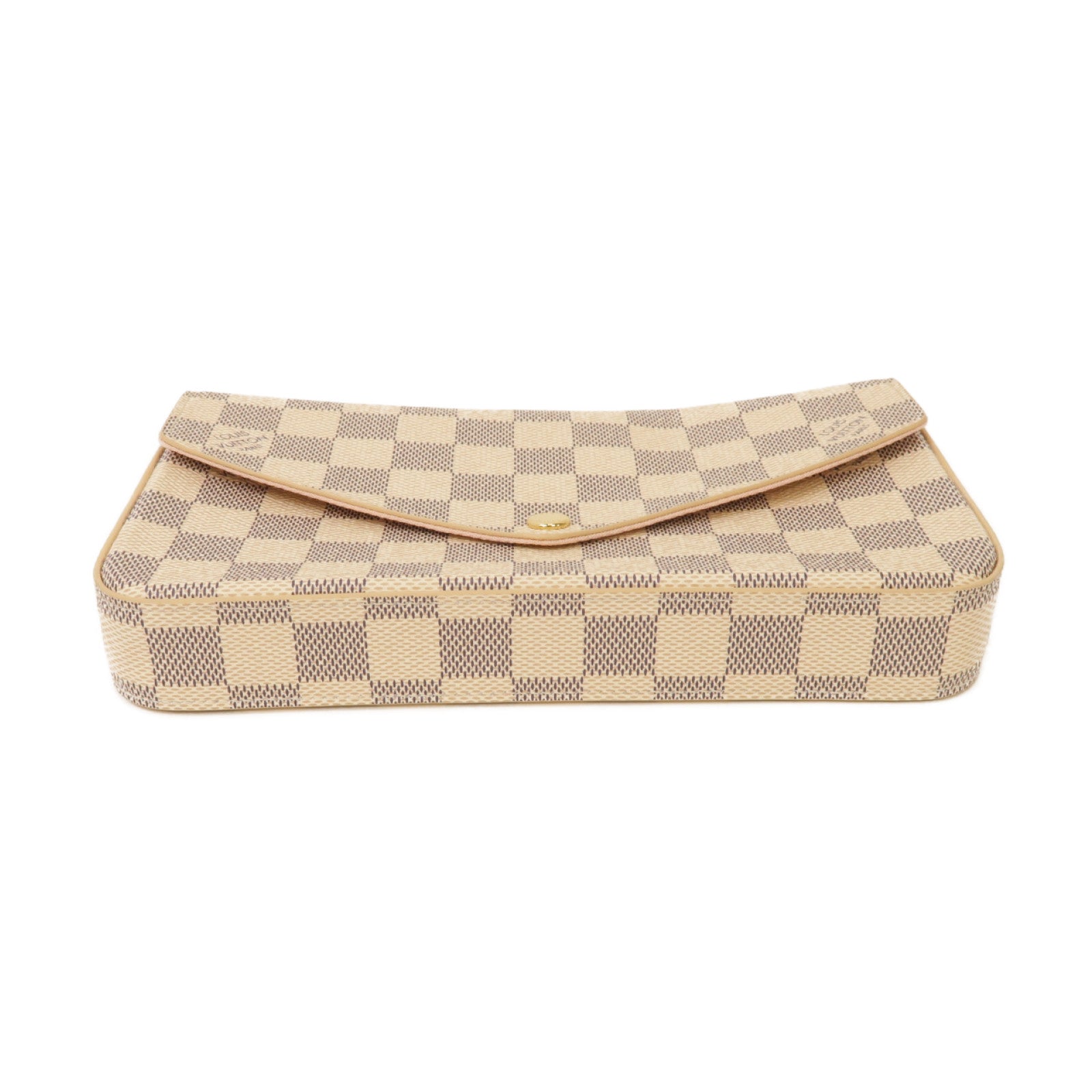 LOUIS VUITTON Damier Azur Pochette Felicice金扣鏈帶肩背袋白色