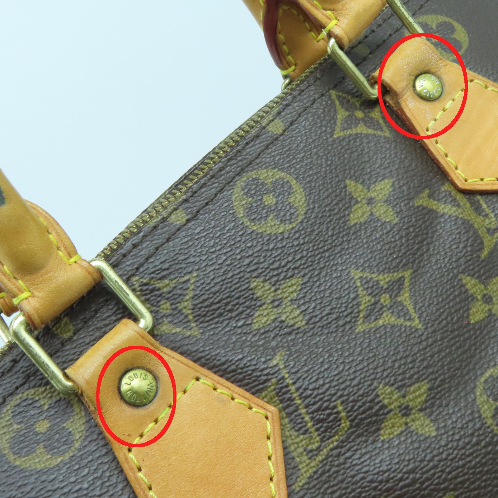 LOUIS VUITTON Monogram Speedy 30 Gold Buckle Bag Brown