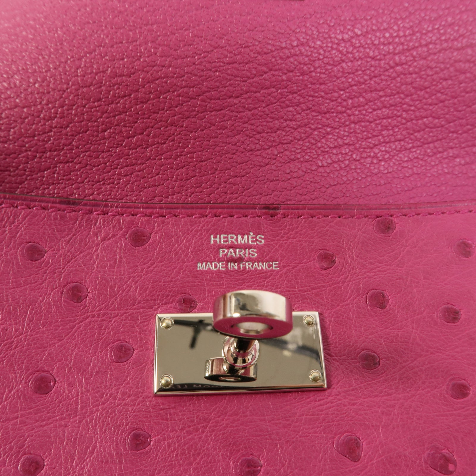HERMES 【激減優惠】鴕鳥皮革Kelly Wallet長錢包Rose Purple