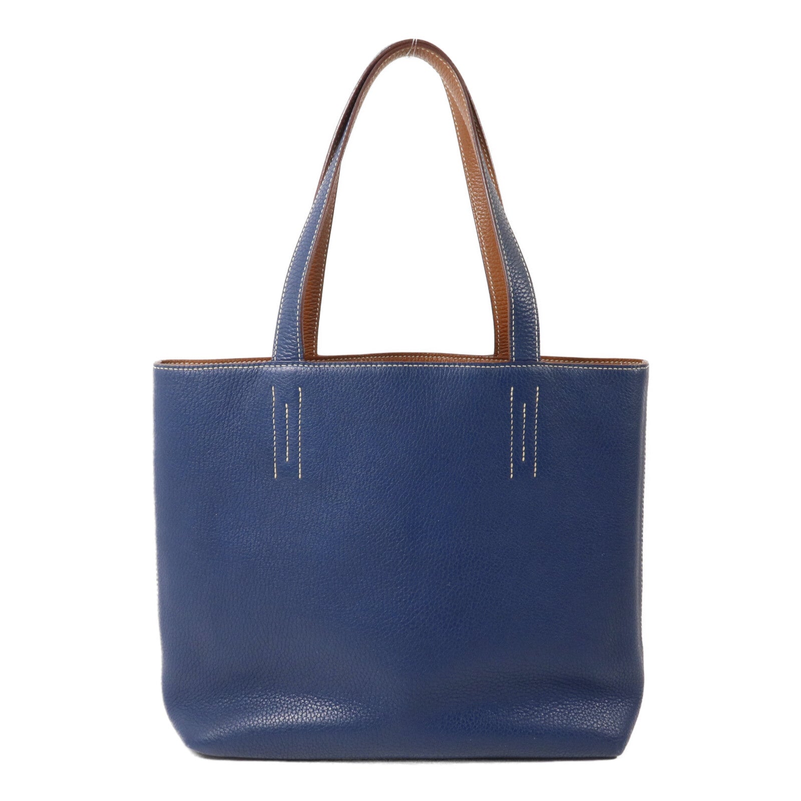 HERMES Clemence皮革Double Sens 28手挽袋Deep Bleu/Gold