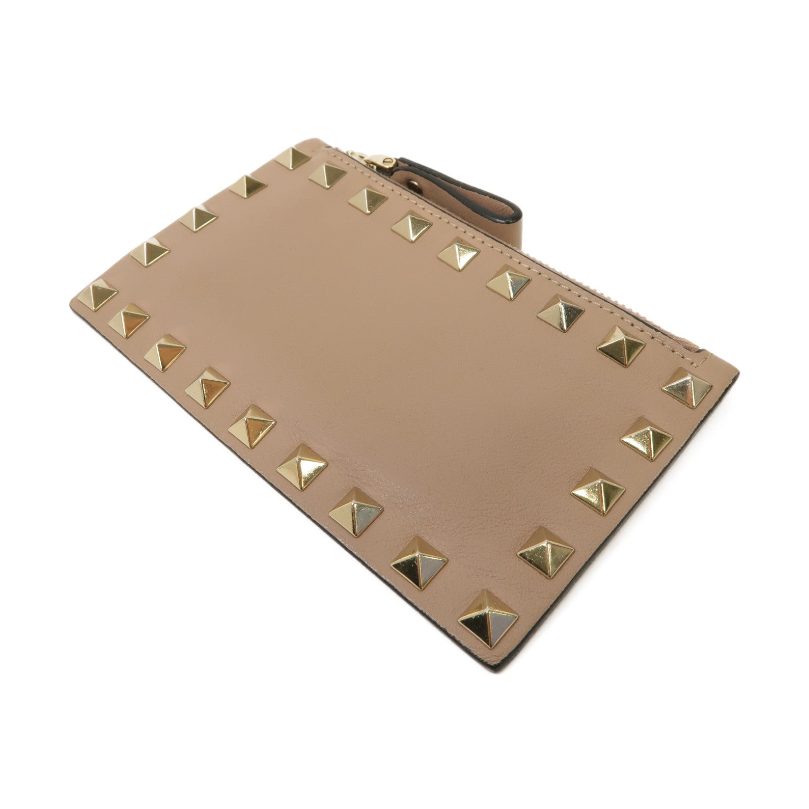 Valentino 牛皮皮革Card Case銀扣卡片套粉紅色