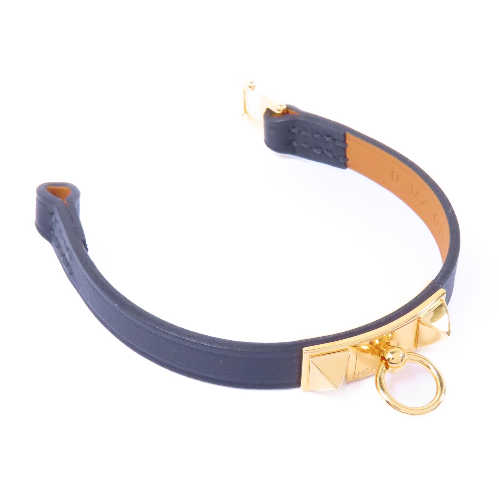 HERMES Epsom皮革Mini Rivate Bracelet手鏈Noir/黑色
