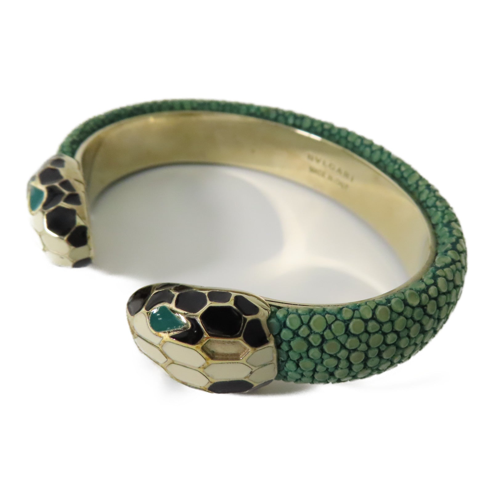 BVLGARI 皮革/琺瑯Serpenti Forever金扣手鐲