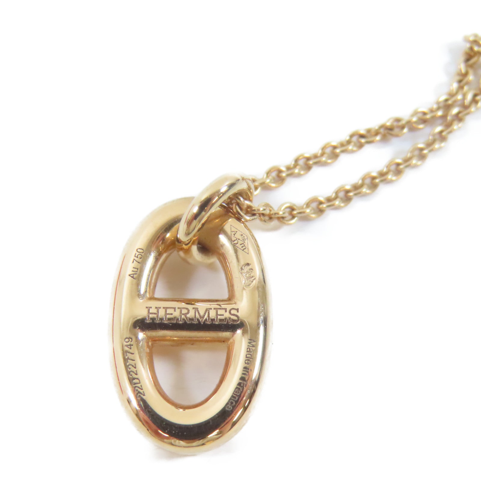 HERMES 18K玫瑰金Farandole Pendant Necklace項鍊#40cm