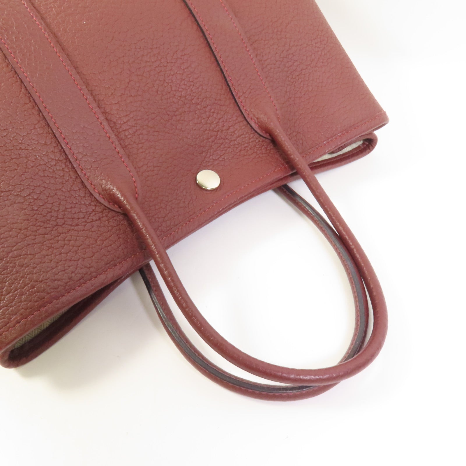 HERMES Negonda皮革Garder Party TPM銀扣手挽袋Rouge H