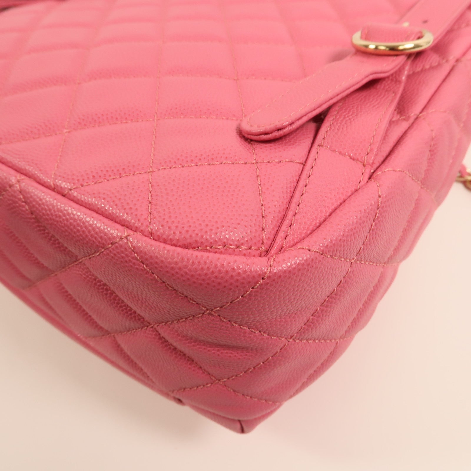 CHANEL 牛皮皮革Rucksack金扣鏈帶背包