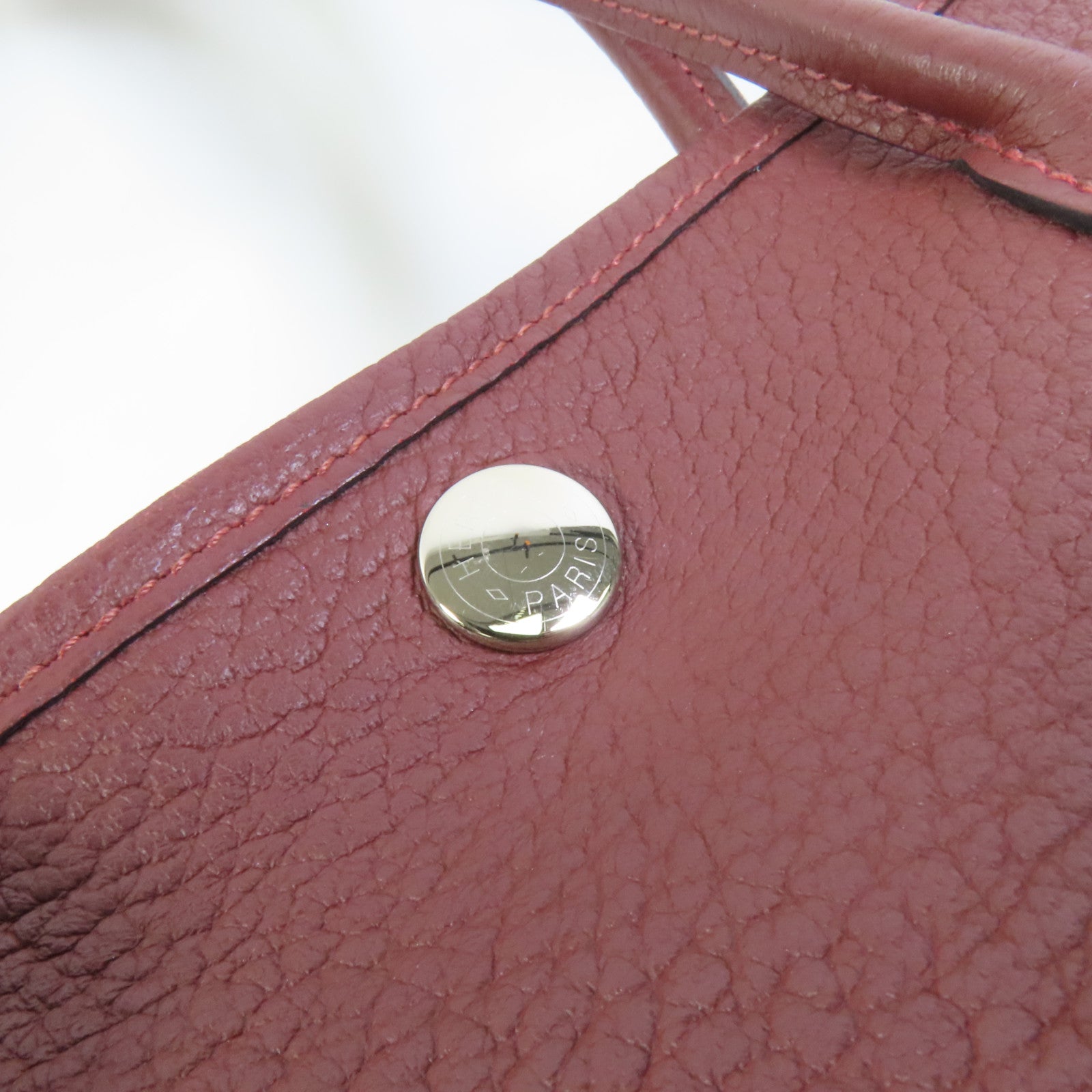 HERMES Negonda皮革Garder Party TPM銀扣手挽袋Rouge H