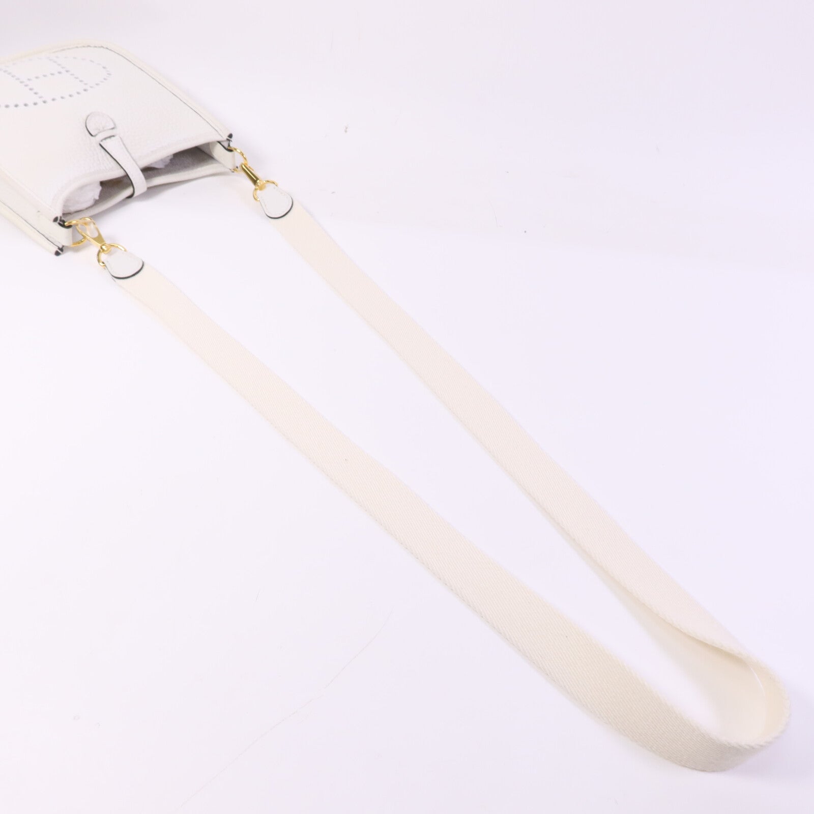 HERMES Clemence皮革Evelyne TPM金扣肩背袋New White