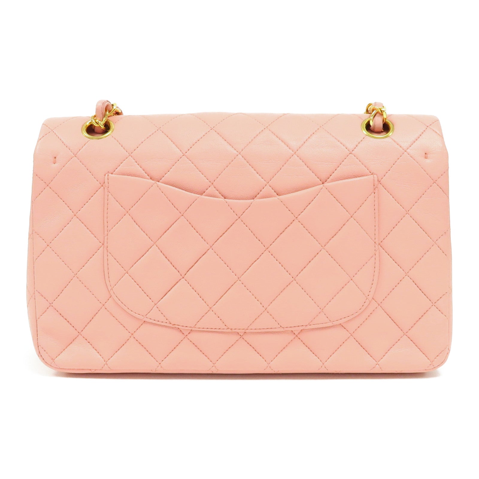 CHANEL 菱格羊皮皮革Classic Chain Shoulder Bag金扣鏈帶肩背袋粉紅色