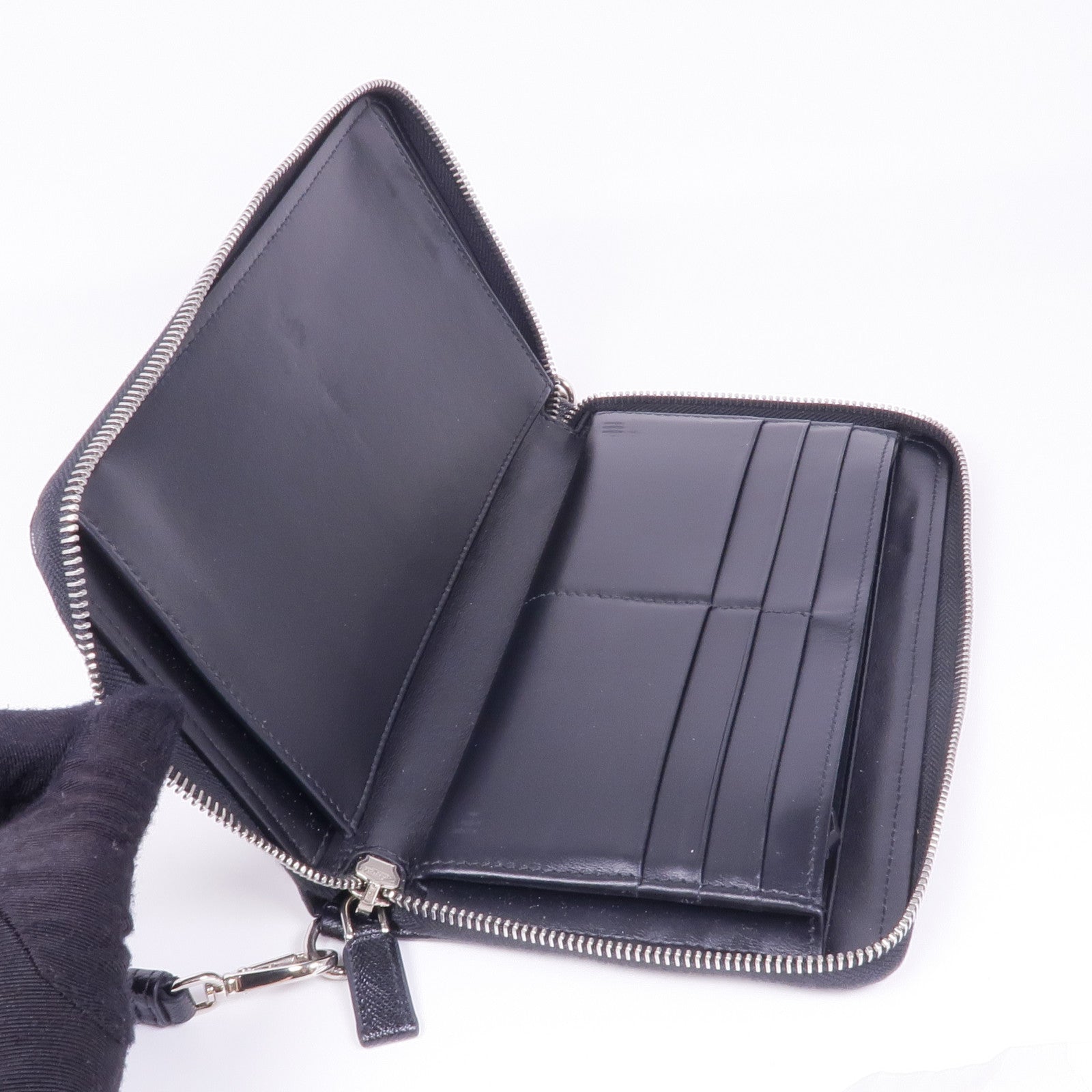 PRADA 【激減優惠】牛皮皮革Document Holder銀扣長錢包