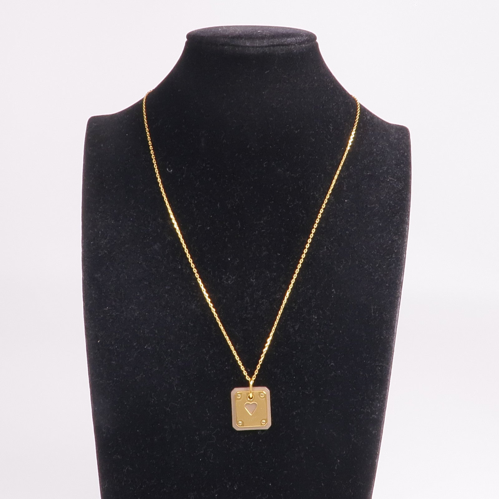 HERMES Swift皮革/鍍金As De Coeur項鍊