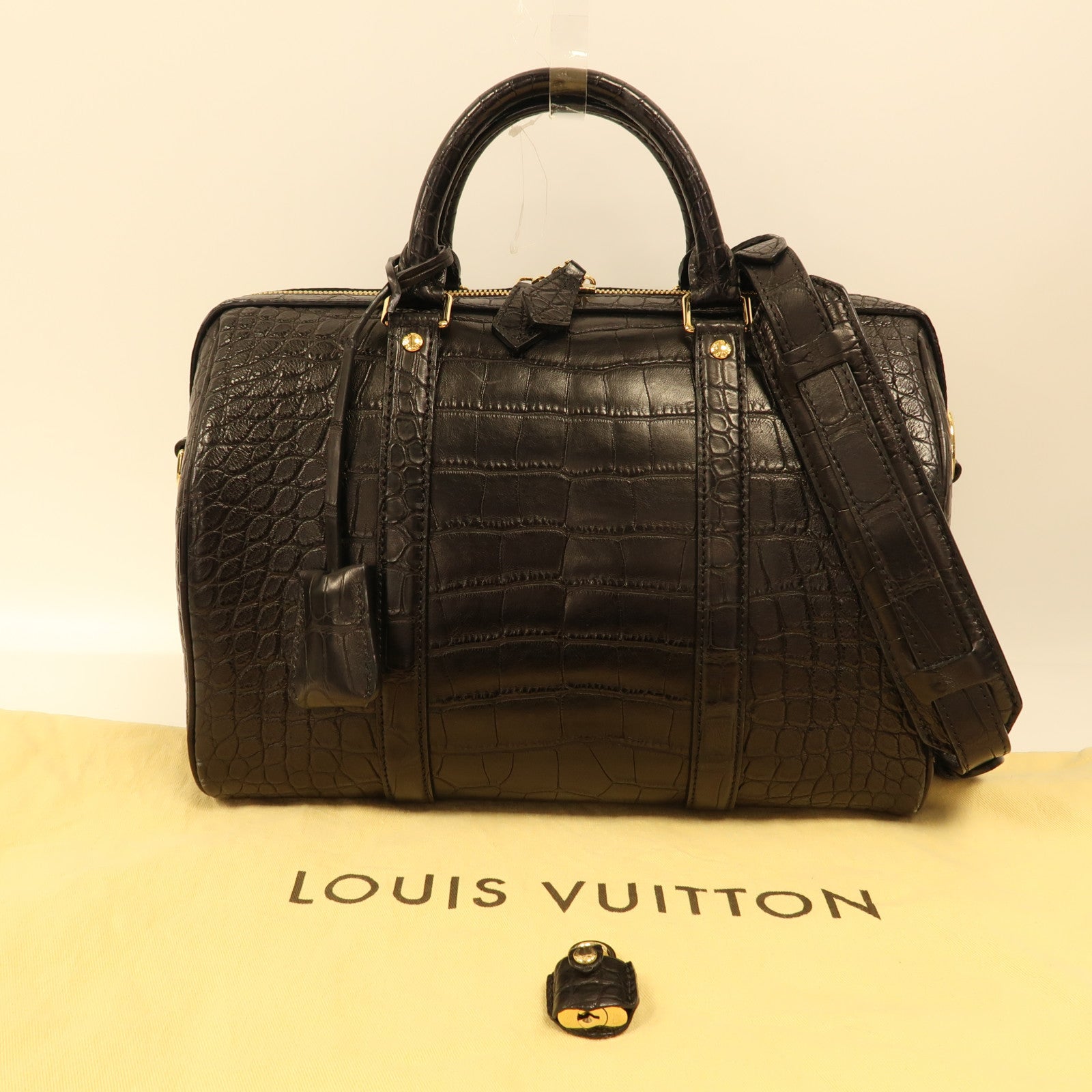 LOUIS VUITTON Alligator皮革Sofia Coppola PM金扣手挽肩背兩用袋黑色
