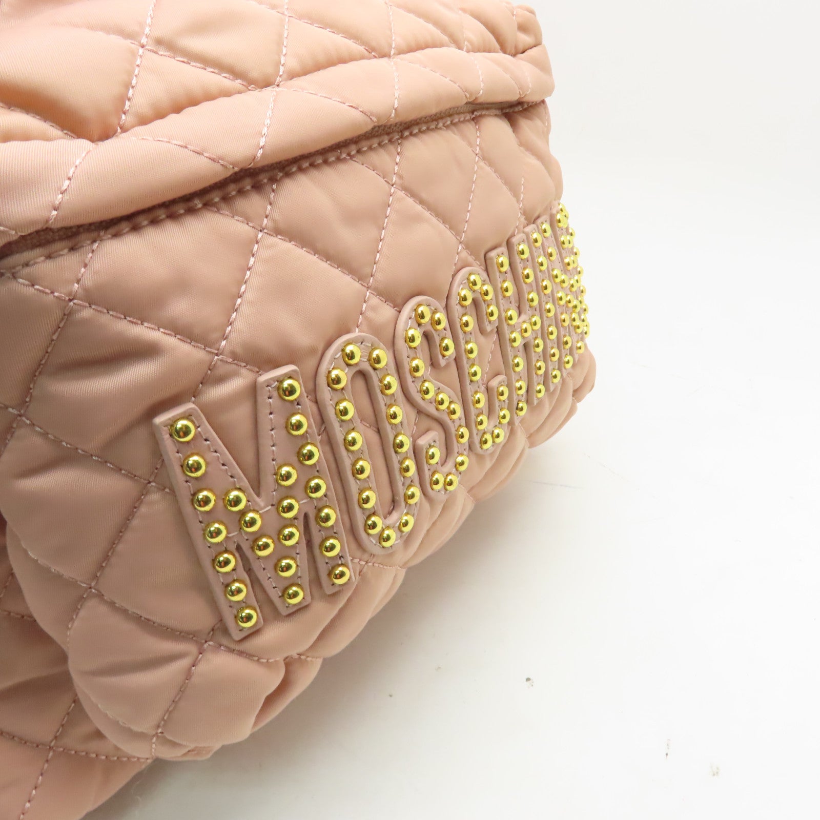 MOSCHINO 尼龍Backpack金扣背包粉紅色