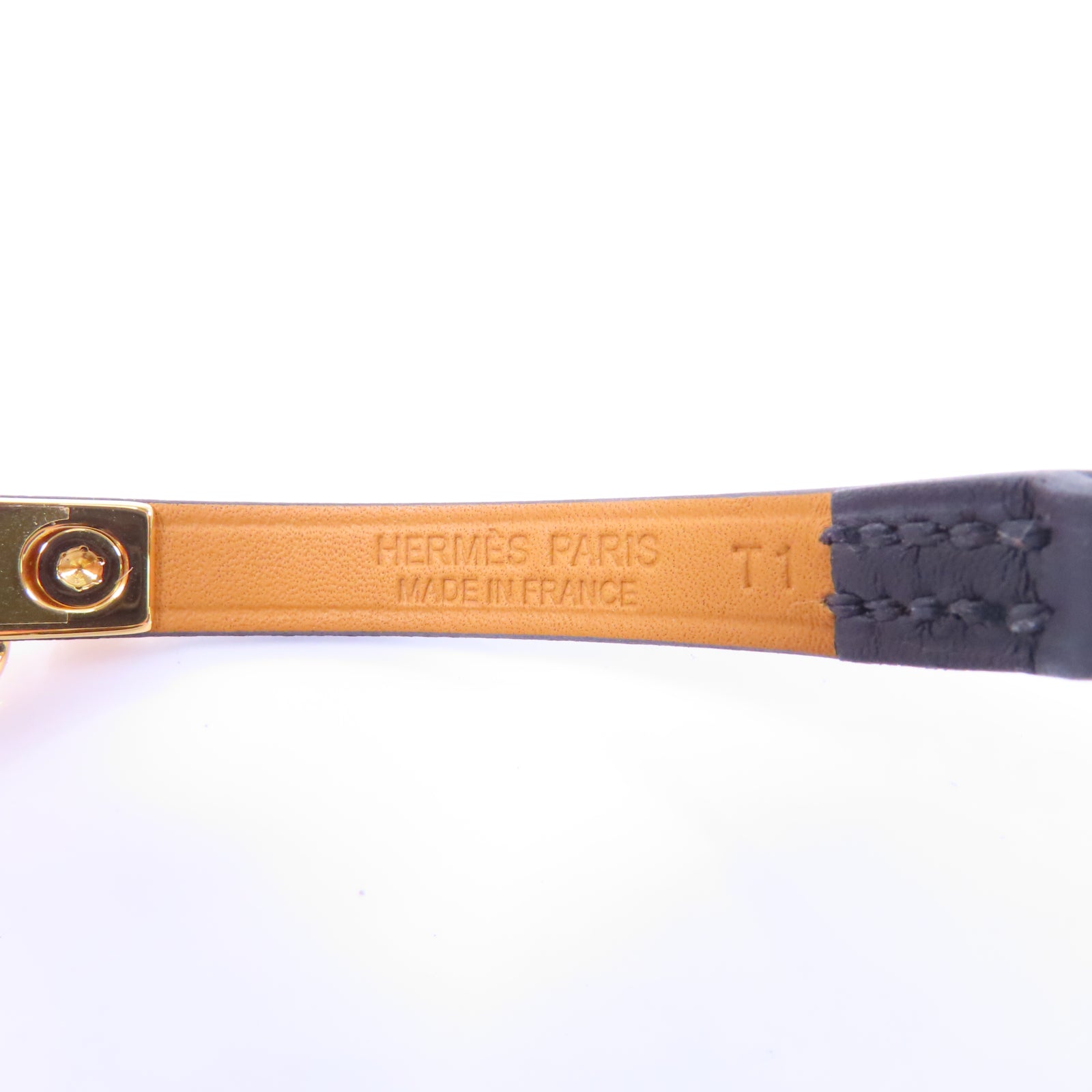 HERMES Epsom皮革Mini Rivate Bracelet手鏈Noir/黑色