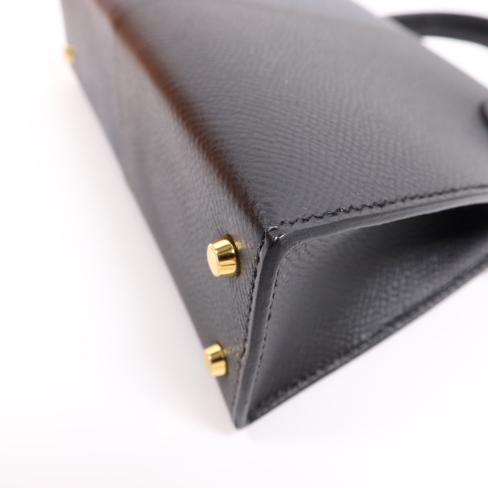 HERMES Epsom皮革Mini Kelly II金扣手挽肩背兩用袋Bleu Indigo/Noir