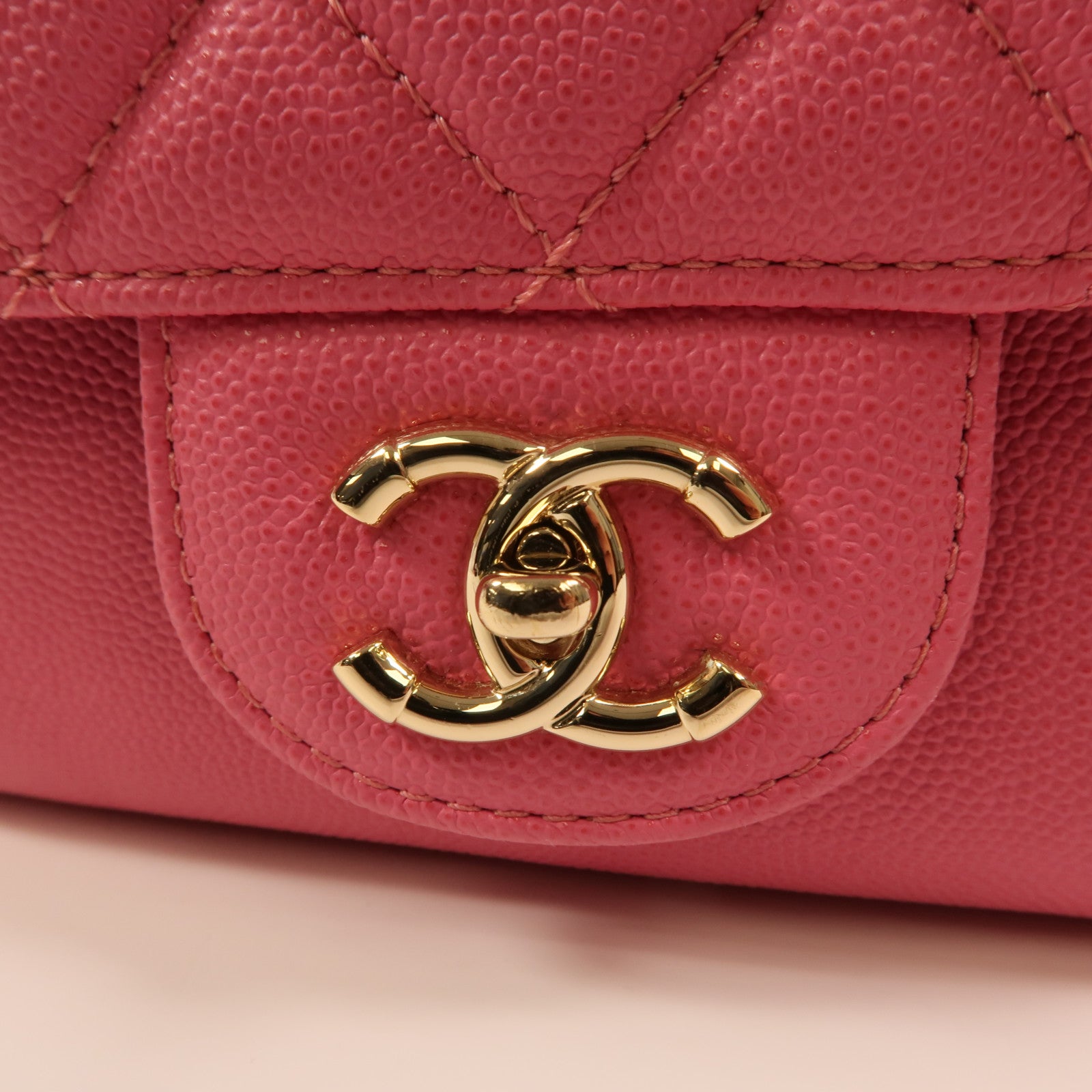 CHANEL 牛皮皮革Rucksack金扣鏈帶背包